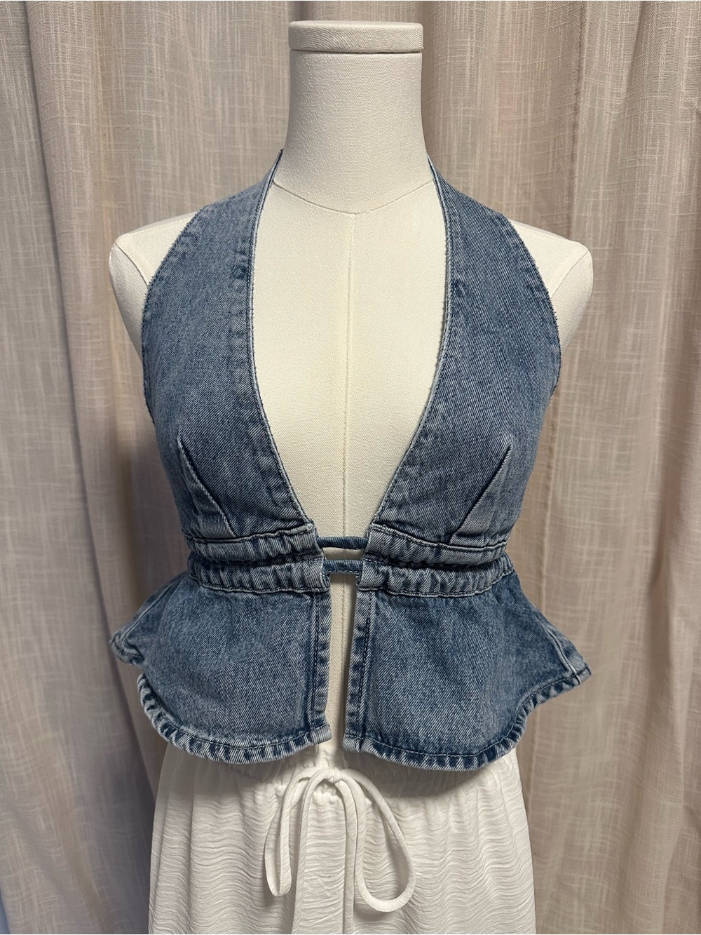 Princess Polly Light Blue Denim Sequoia Halter Top